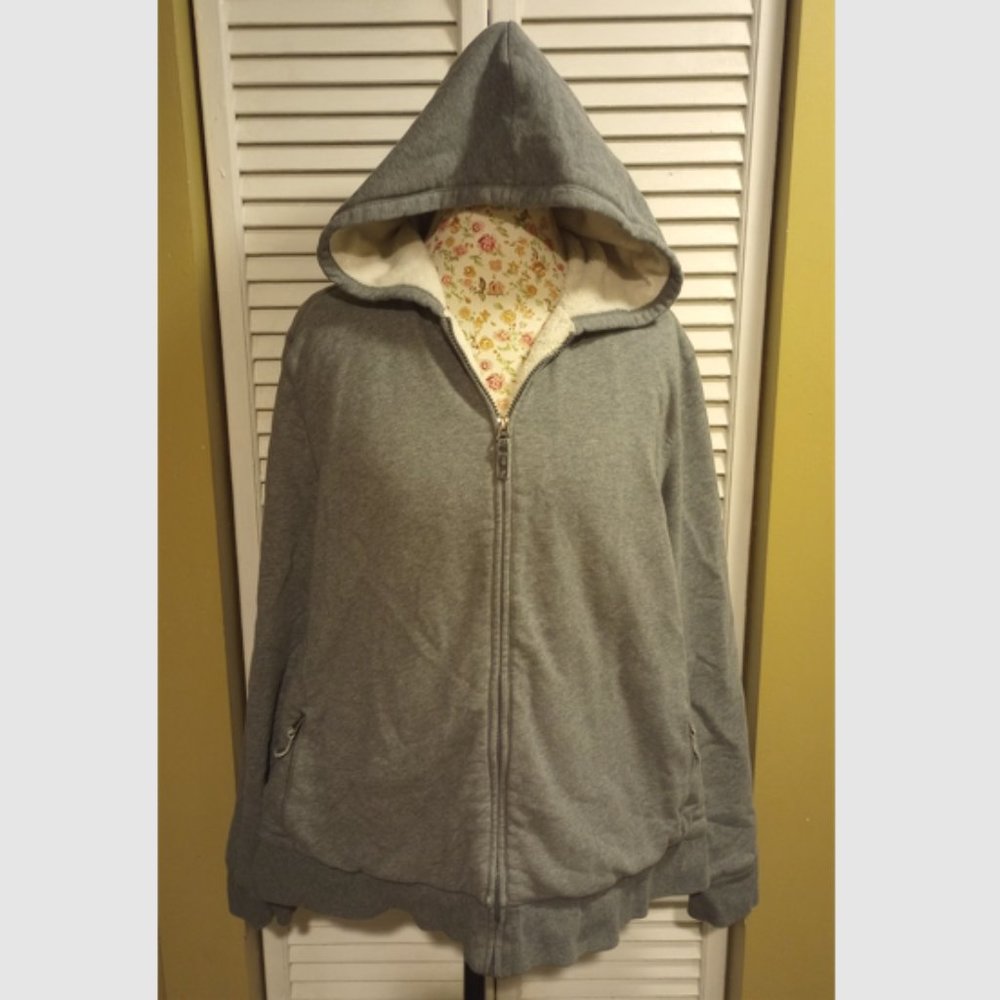 L.L. Bean Fleece-Lined Gray Full-Zip Hoodie/Jacket, Size 2X, Pre-Owned